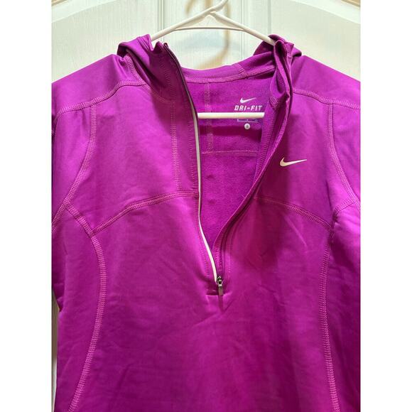Nike Fri Fit Women S Purple Half Zip Rear Pocket Hooded Performance Pullover - Picture 3 of 10